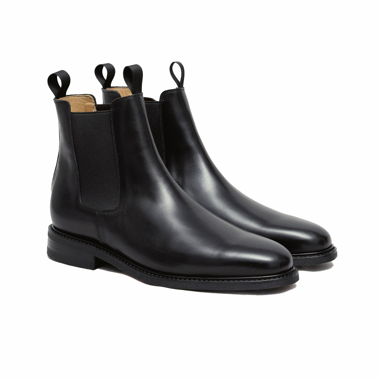 Goodyear welted Chelsea boots made using full grain leather and rubber sole. 