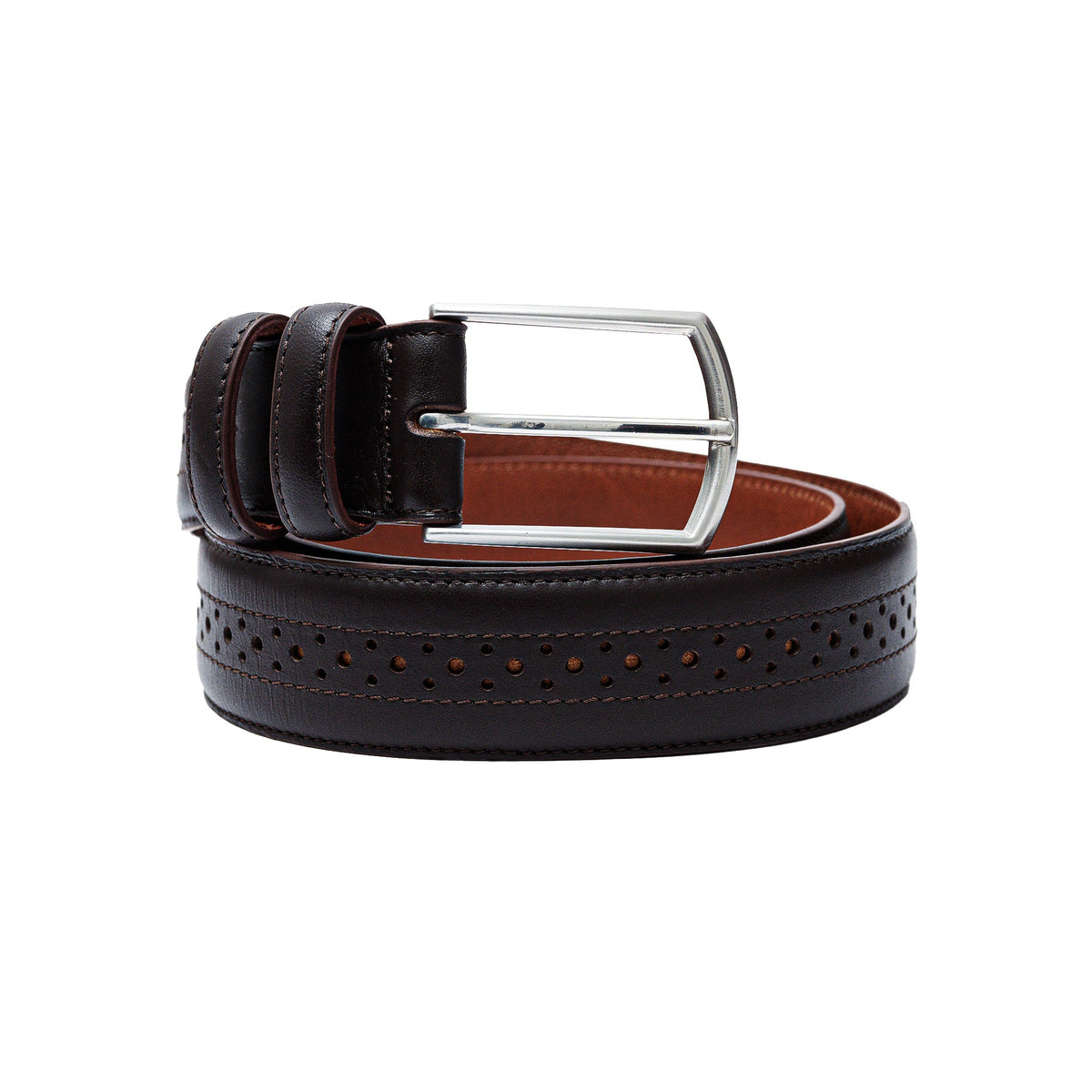 The ultimate dress belt for men. Perforations add character. Pairs with your brown wingtip shoes