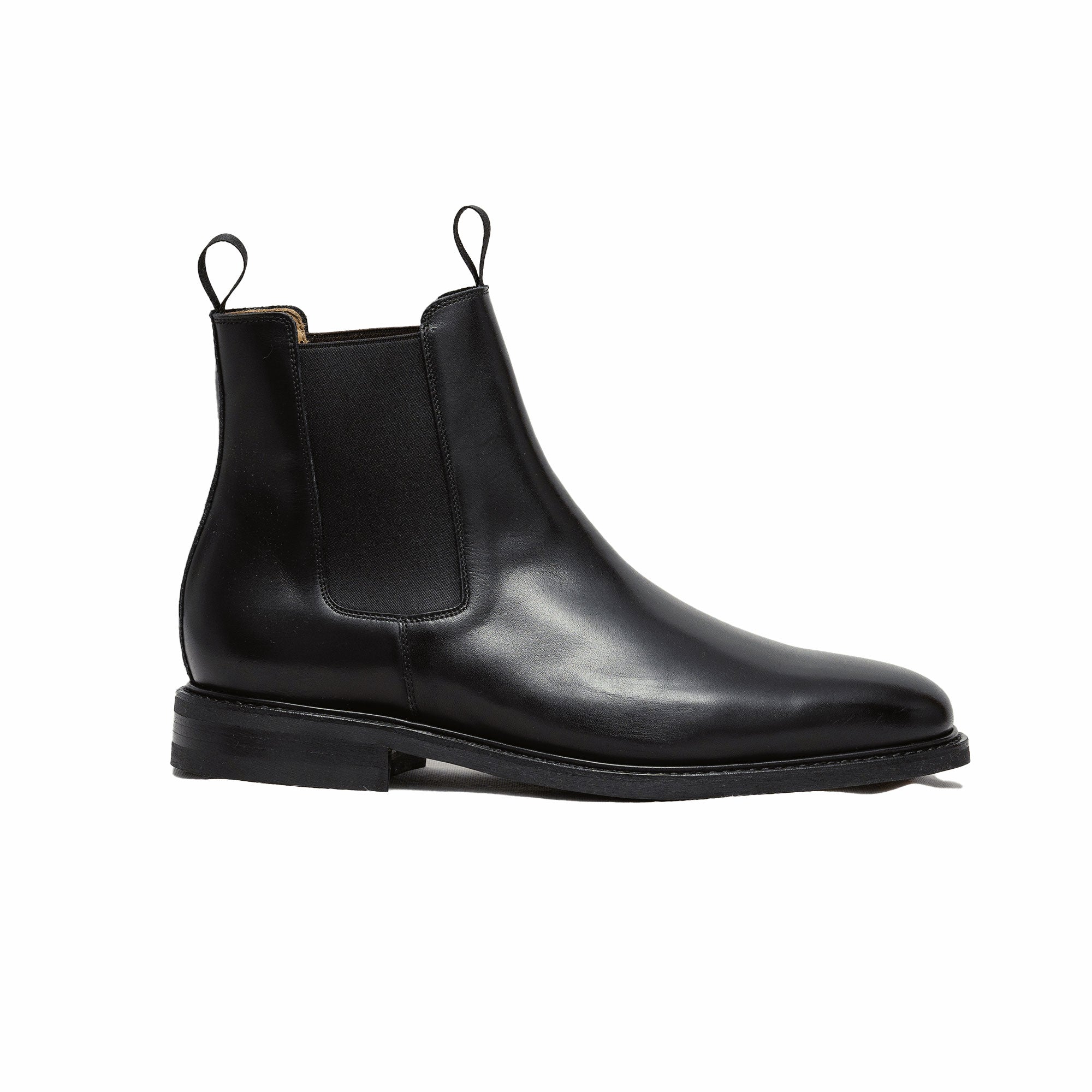 Goodyear welted Chelsea boots made using full grain leather and rubber sole. 