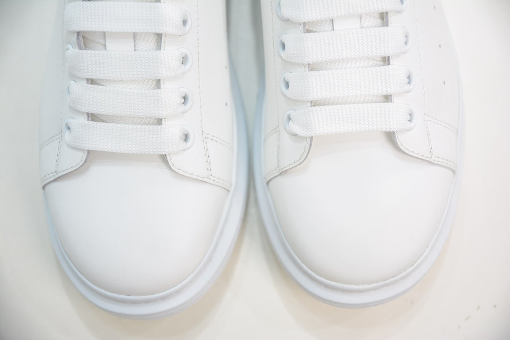 ** Alexander McQueen Classic Platform Shoes - White with Black Velvet Accents

**