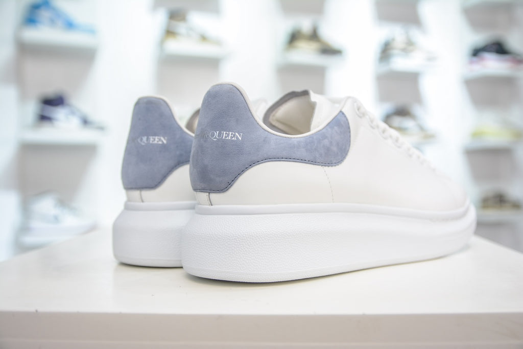 ** Alexander McQueen Classic Platform Shoes - White with Black Velvet Accents

**