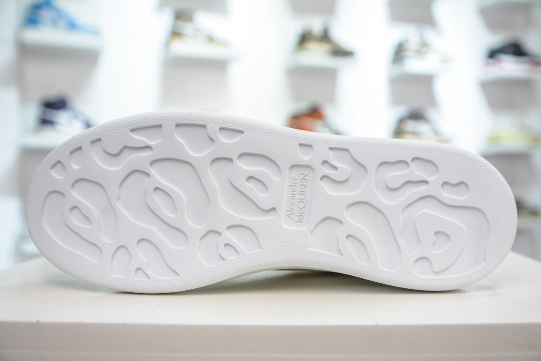 ** Alexander McQueen Classic Platform Shoes - White with Black Velvet Accents

**