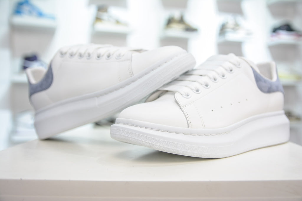 ** Alexander McQueen Classic Platform Shoes - White with Black Velvet Accents

**