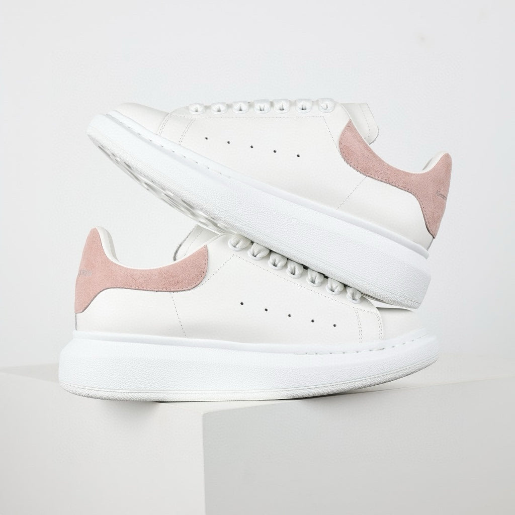 ** Alexander McQueen White Calfskin Sneakers - Authentic Lace-Up Sneakers

**