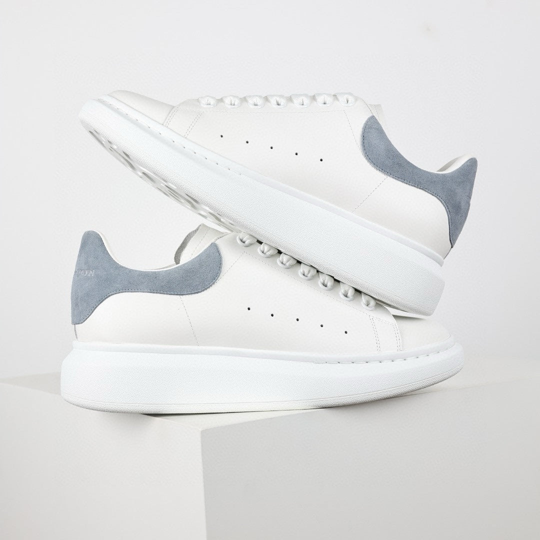 ** Alexander McQueen White Calfskin Sneakers - Authentic Lace-Up Sneakers

**