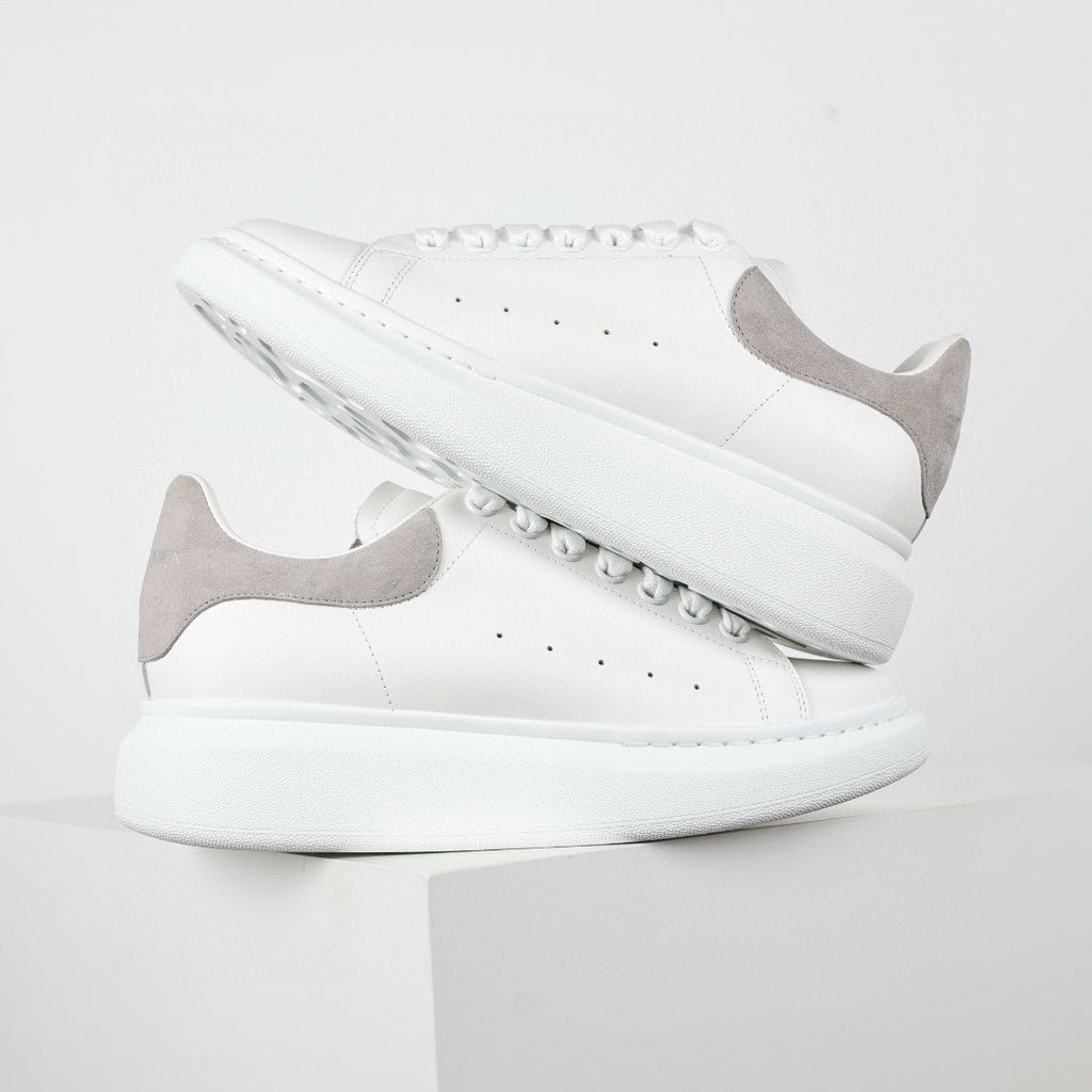 ** Alexander McQueen White Calfskin Sneakers - Authentic Lace-Up Sneakers

**