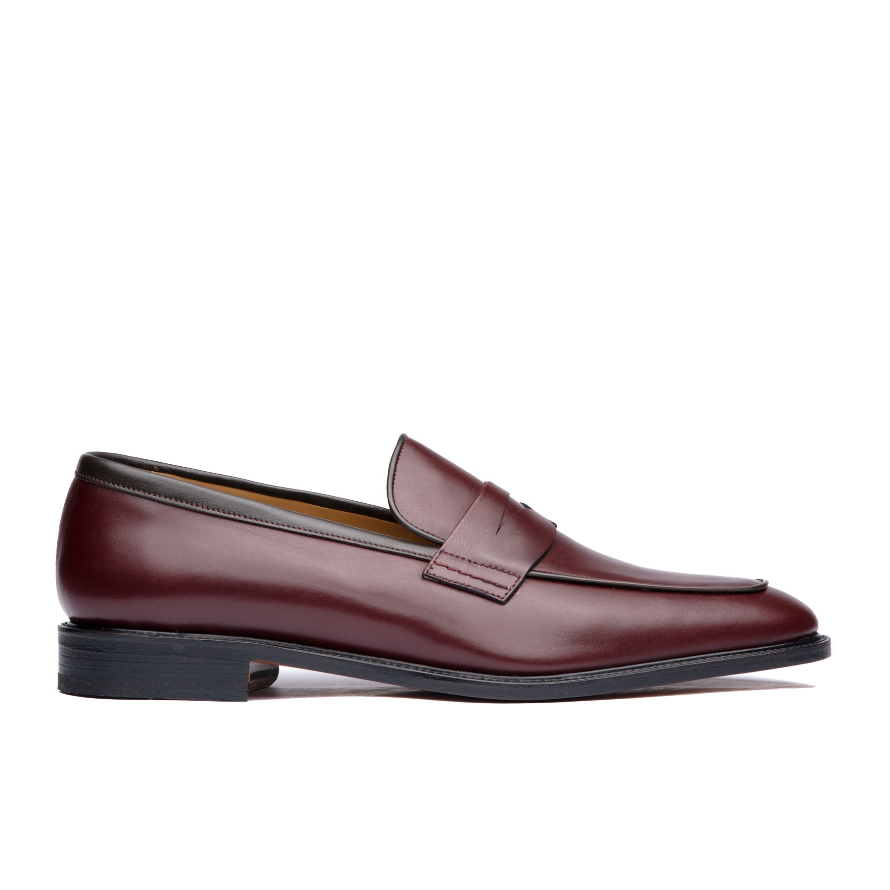 Burgundy penny loafer made using box calf leather in Portugal. Best men casual shoes